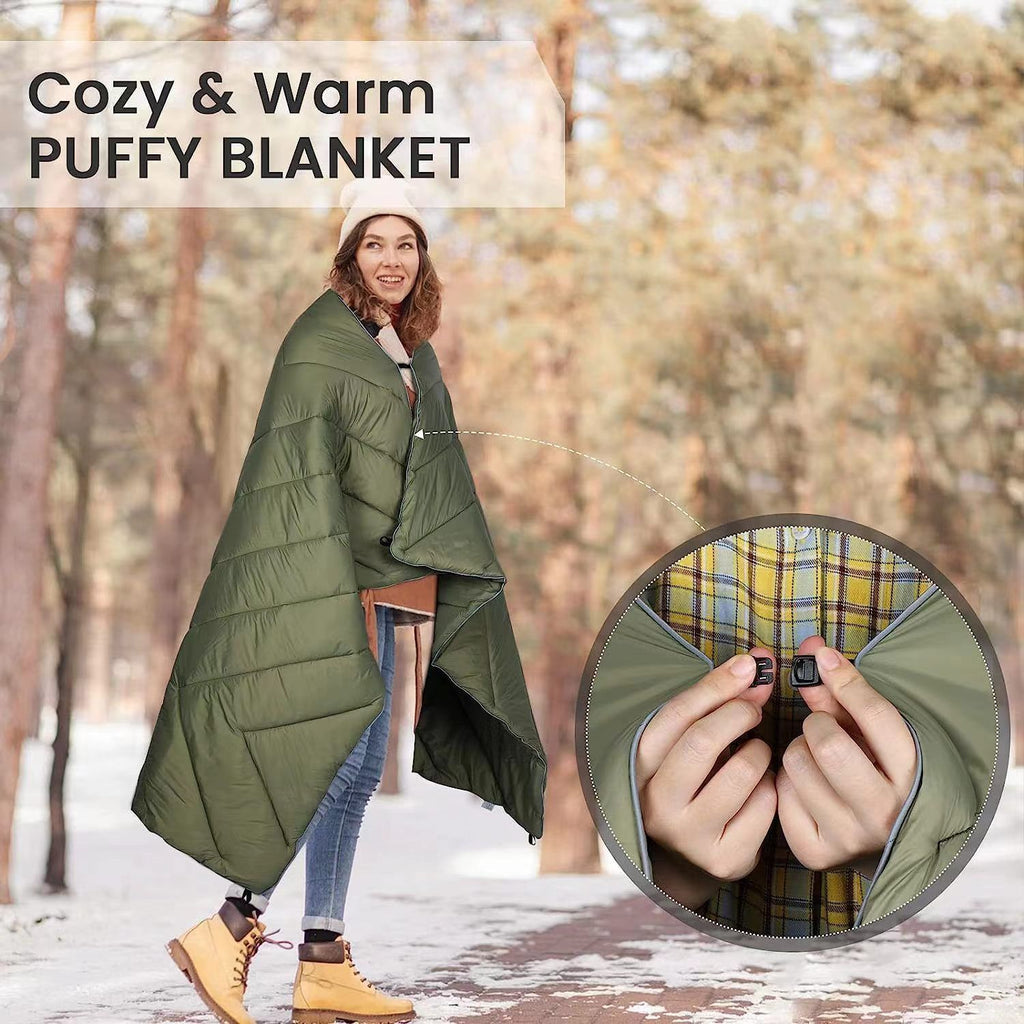 200x140cm Black Large Outdoor Camping Imitation Silk Cotton Wearable Warmth Blanket, Quilted Poncho Shawl Throw with Storage Bag, Lightweight Warm Camping Quilt for Camping Travel Home Use