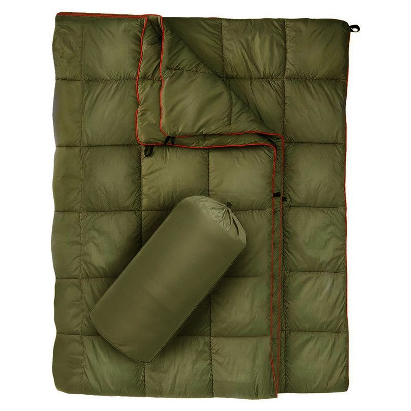 200x140cm Green Large Outdoor Camping Imitation Silk Cotton Wearable Warmth Blanket, Quilted Poncho Shawl Throw with Storage Bag, Lightweight Warm Camping Quilt for Camping Travel Home Use