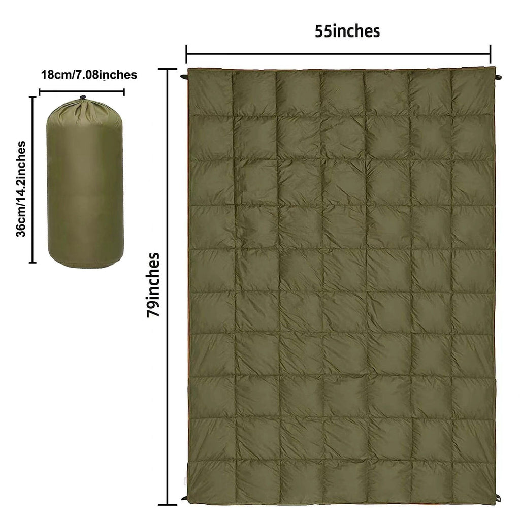 200x140cm Green Large Outdoor Camping Imitation Silk Cotton Wearable Warmth Blanket, Quilted Poncho Shawl Throw with Storage Bag, Lightweight Warm Camping Quilt for Camping Travel Home Use