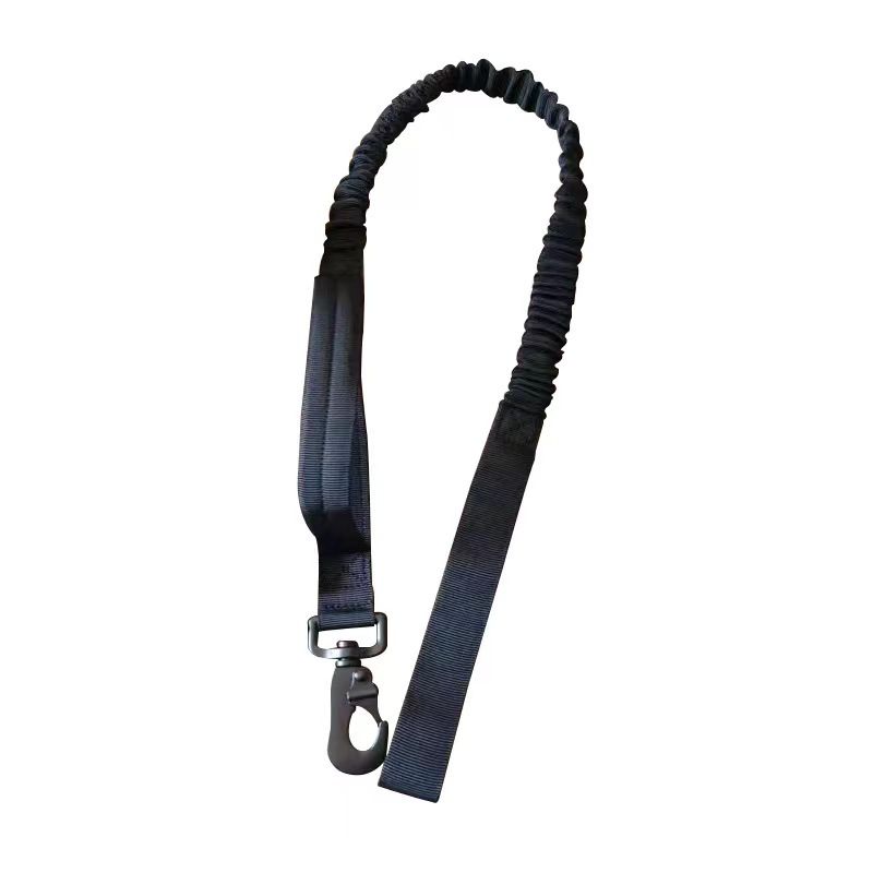 Black Tactical Dog Collar & Bungee Lead Set – Padded Quick Release Collar, Control Handle & Shock-Absorbing Leash – M