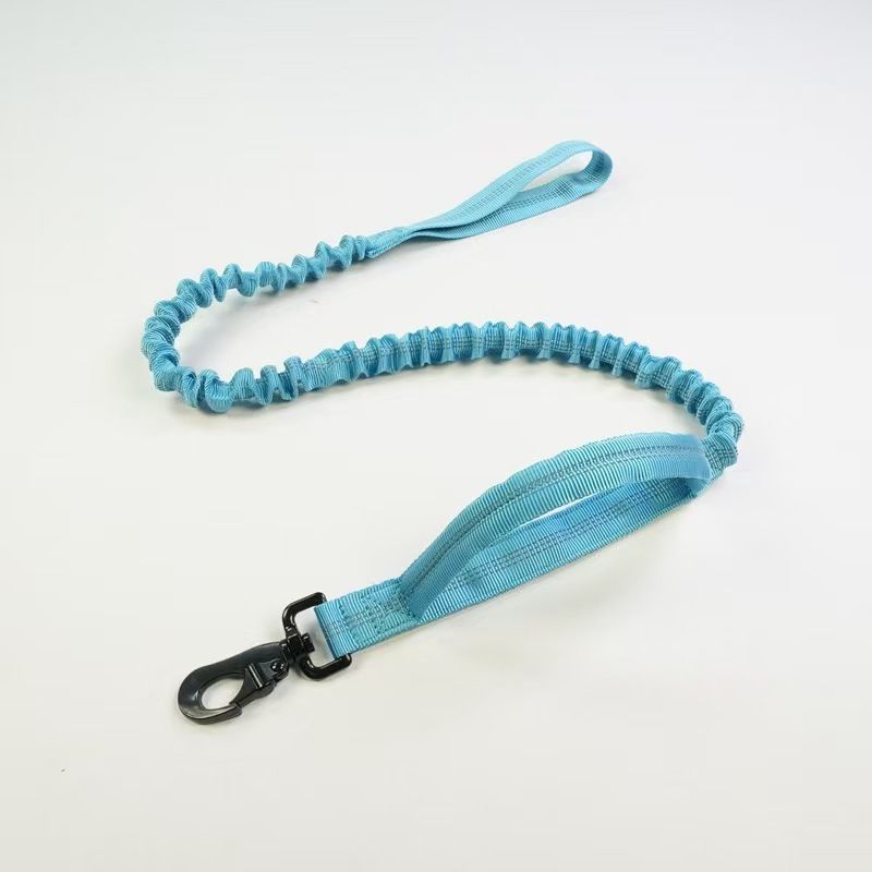 Blue Tactical Dog Collar & Bungee Lead Set – Padded Quick Release Collar, Control Handle & Shock-Absorbing Leash – M