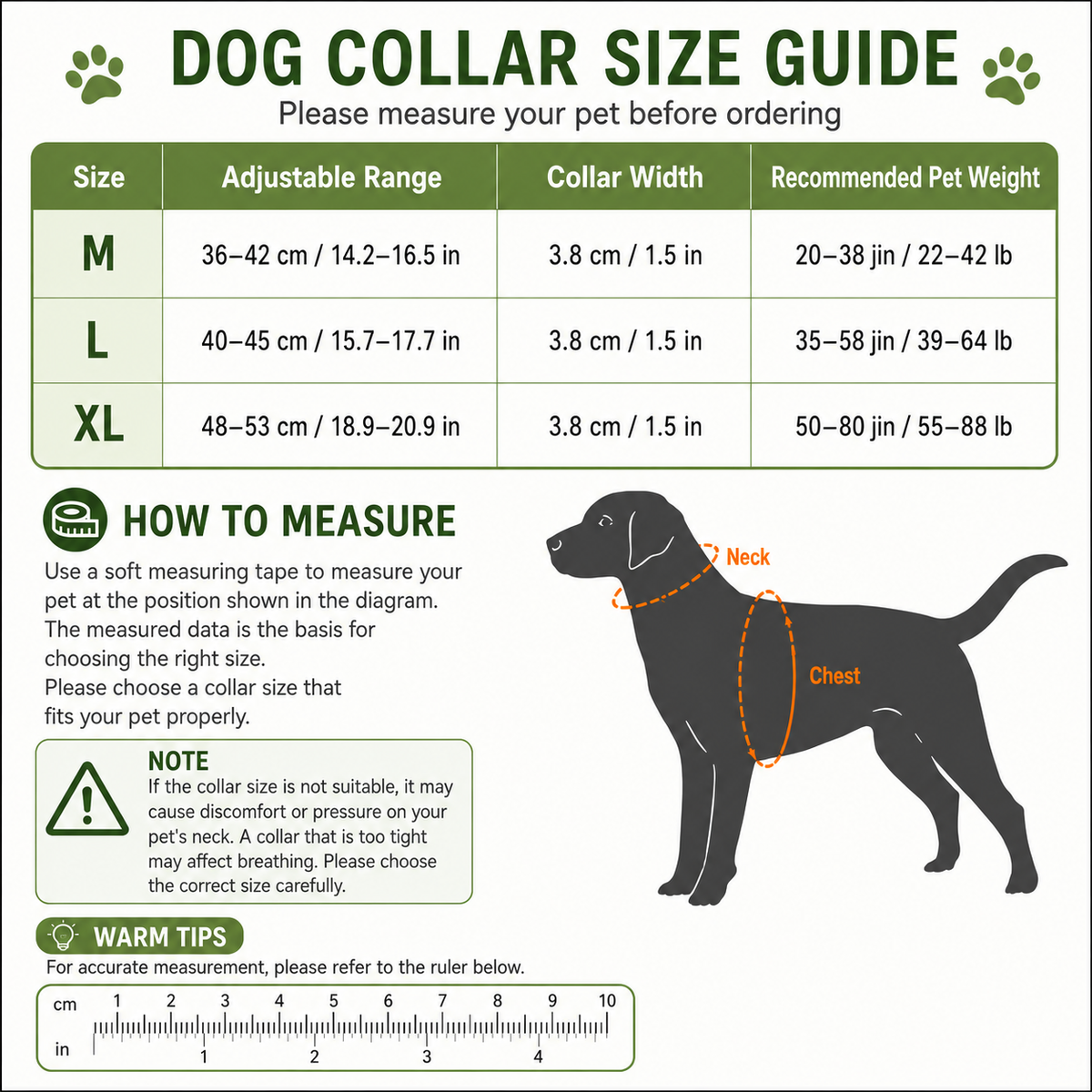 Black Tactical Dog Collar – Padded Nylon, Quick Release Metal Buckle, Control Handle & D-Ring – M