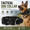 Black Tactical Dog Collar – Padded Nylon, Quick Release Metal Buckle, Control Handle & D-Ring – XL