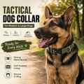 Green Tactical Dog Collar – Padded Nylon, Quick Release Metal Buckle, Control Handle & D-Ring – M