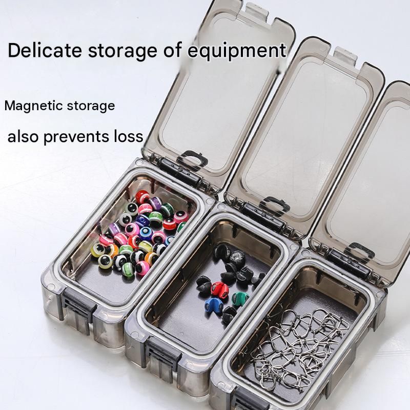 8 pack Grey Magnetic Fishing Tackle Box - Modular Waterproof Storage Case for Hooks Lures Swivels - Stackable Portable Organizer with Glow Edges and Secure Latch for Anglers