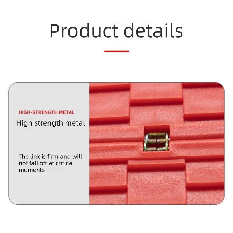 1 Pair Red Foldable Car Recovery Tracks - Heavy Duty Sand Snow Mud Traction Mats for 4WD SUV - Non-Slip PP Anti-Slip Ramp, Portable Off-Road Tire Rescue Boards